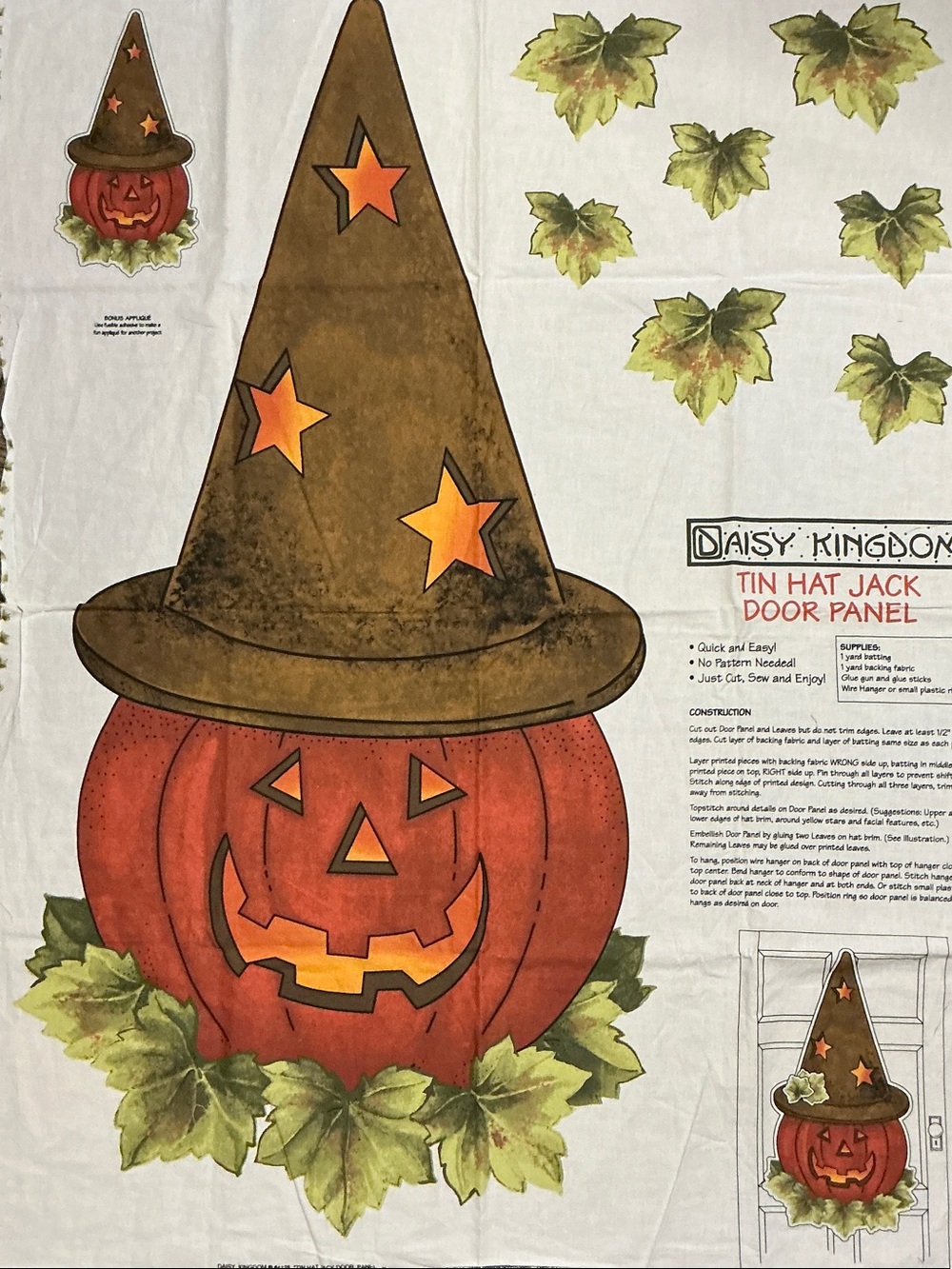 DAISY KINGDOM #4128 Tin Hat Jack Door Panel Halloween Pumpkin Decor
